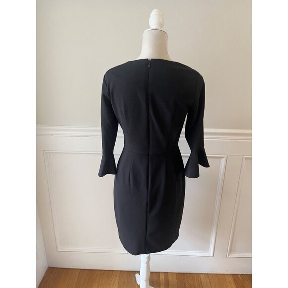 Donna Morgan Black Sheath Dress With Ruffle Sleeves US 4 - Picture 4 of 6